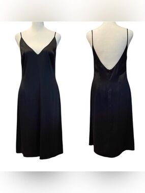 VALENTINO ROMA black silk* slip dress, made in Italy, size EU42/US6